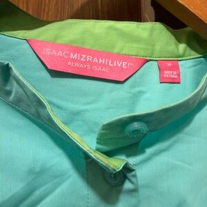Isaac Mizrahi Men's Aqua Button Down Shirt